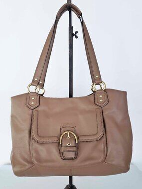 COACH Campbell Leather Belle Carryall Tote Bag Camel F24961